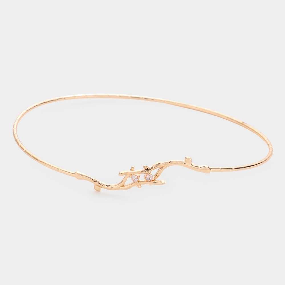 Silver Metal Branch Twig Rhinestone Bracelet Bangle Simple Style Casual Jewelry